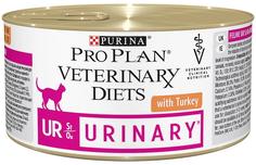 Влажный корм Purina Pro Plan Veterinary Diets UR для кошек, при болезнях нижних отделов мочевыводящих путей, с индейкой, 195гр