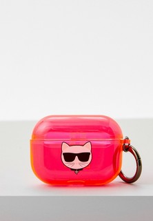 Чехол для наушников Karl Lagerfeld Airpods Pro, TPU FLUO with ring Choupette Transp Pink