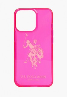 Чехол для iPhone U.S. Polo Assn. 13 Pro TPU FLUO Logo Big horse Hard Pink
