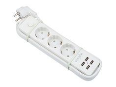 Сетевой фильтр Vixion BKL-08 3 Socets + 4xUSB 1.8m White