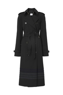 Черный тренч с полоскамина подоле Burberry