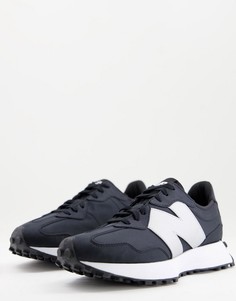 Серебристые и черные кроссовки с эффектом металлик New Balance 327-Черный цвет