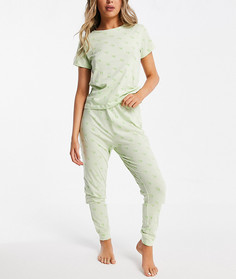 Зеленый пижамный комплект со штанами и с мелким принтом авокадо Brave Soul-Зеленый цвет