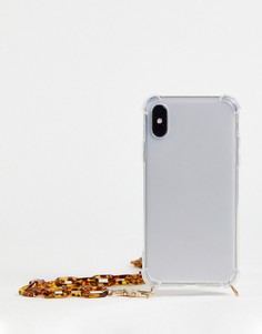 Прозрачный чехол для iPhone с золотистой цепочкой Nali