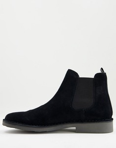 Черные замшевые ботинки челси с логотипом пони на вставке Polo Ralph Lauren-Черный