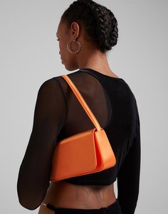 Атласная сумка ярко-оранжевого цвета на плечо Bershka-Оранжевый цвет