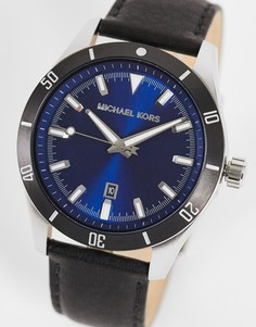 Мужские наручные часы с ремешком из черной кожи Michael Kors Layton MK8854-Черный
