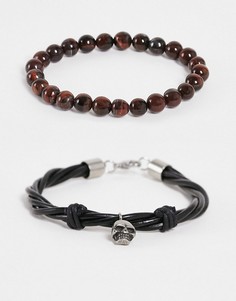 Браслет из нескольких ремешков с черепом Steve Madden-Разноцветный