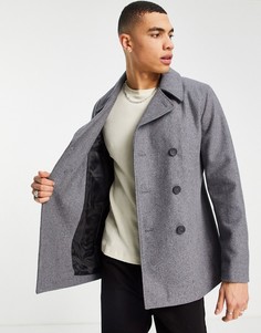 Двубортное пальто-бушлат French Connection-Серый