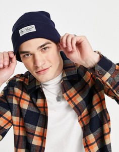 Темно-синяя классическая вязаная шапка-бини Original Penguin-Темно-синий