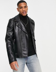 Черная куртка из искусственной кожи Urbancode-Черный цвет