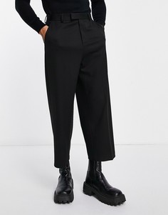 Черные строгие брюки-кюлоты с широкими штанинами ASOS DESIGN-Черный цвет