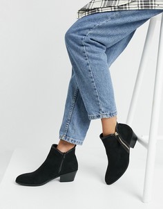 Черные ботинки в стиле вестерн с отделочными швами на плоской подошве New Look-Черный
