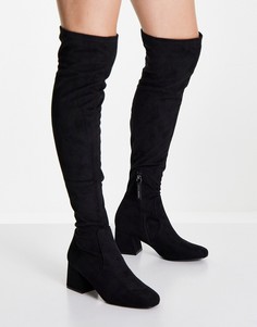 Черные сапоги-ботильоны на каблуках из микрозамши Steve Madden Dolman-Черный