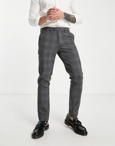 Серые трикотажные строгие брюки в клетку Jack & Jones Intelligence-Серый