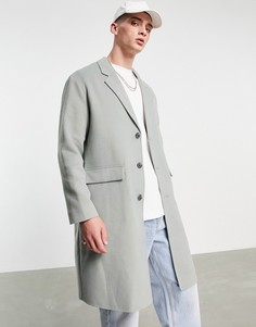 Свободное пальто из искусственной шерсти шалфейно-зеленого цвета Topman-Зеленый цвет