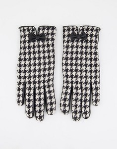 Черные перчатки из натуральной кожи с принтом «гусиная лапка» Barneys Originals-Черный