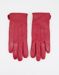 Красные кожаные перчатки с накладками для сенсорных экранов Barneys Originals-Красный