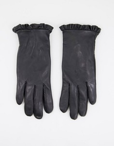 Черные кожаные перчатки с бантом Barneys Originals-Черный