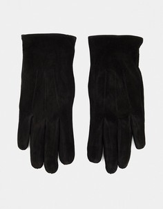 Черные перчатки из кожи и замши Barneys Originals-Черный