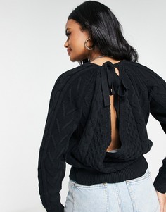 Черный джемпер с завязкой на спине NA-KD