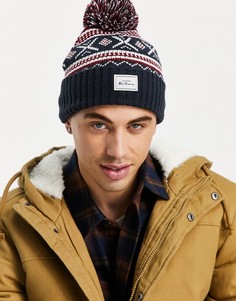 Темно-синяя шапка-бини с помпоном и узором Фэйр-Айл Ben Sherman-Красный