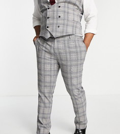 Серые зауженные брюки в клетку «принц Уэльский» Twisted Tailor Jose Plus-Серый