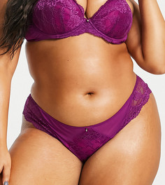 Соблазнительные фиолетовые бразильские трусы из переработанных материалов с кружевной отделкой Ann Summers Curve-Фиолетовый цвет
