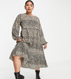 Платье макси с леопардовым принтом Urban Threads Plus-Коричневый цвет