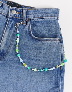Цепочка для джинсов с яркими бусинами ASOS DESIGN-Серебристый