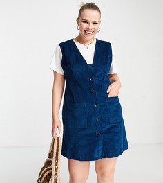Вельветовый сарафан мини ASOS DESIGN Curve-Темно-синий
