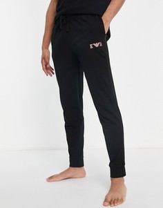 Черные джоггеры с яркой монограммой Emporio Armani Bodywear-Черный цвет
