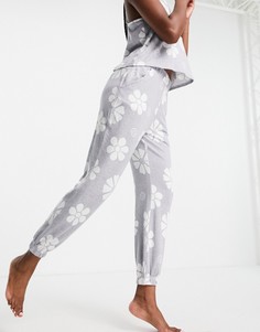 Серые пижамные брюки от комплекта с узкими штанинами и цветочным принтом Gilly Hicks-Серый