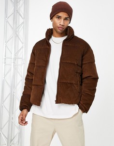 Светло-коричневая дутая oversized-куртка из плюша Only & Sons-Коричневый цвет