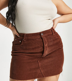 Вельветовая мини-юбка шоколадного цвета ASOS DESIGN Curve-Коричневый цвет