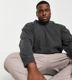 Oversized-свитшот выбеленного черного цвета с высоким воротником Only & Sons Plus-Черный