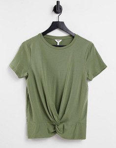 Зеленая футболка с узлом спереди Object Stephanie-Зеленый цвет