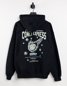 Худи черного цвета с принтом надписи "Comet Express" Vintage Supply-Черный цвет
