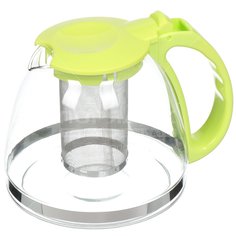 Чайник заварочный стекло,пластик, 1.3 л, с ситечком, подарочная упаковка, 8130-1, зеленый