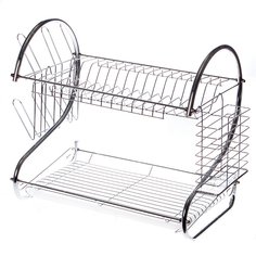 Сушилка для посуды, 2 яруса, с поддоном, 50х37.5 см, в коробке, хром, JC-003
