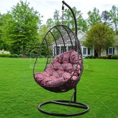 Качели садовые Кокон Green Days TZF-H049-C200H-16 черный ротанг с сиреневой подушкой