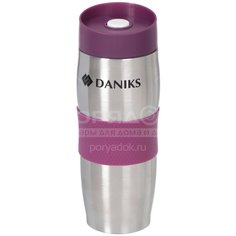 Термокружка нержавеющая сталь, пластик, 0.38 л, Daniks, черничная, SL-069