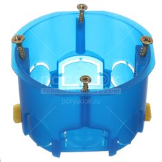 Коробка установочная, пластик, скрытая, диаметр 68 мм, 45 мм, TDM Electric, для гипсокартона, пластиковые лапки, синяя, IP20, SQ1403-0001