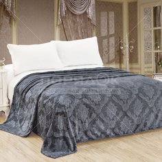 Плед 1.5-спальный, 150х200 см, велсофт, 100% полиэстер, Cleo, Парма, темно-серый, 150/098-OP