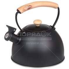 Чайник из нержавеющей стали Daniks MSY-078B черный со свистком, 3 л