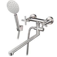 Смеситель для ванны, РМС, с кран-буксой, нержавеющая сталь, SUS124-140P