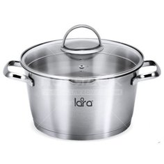 Кастрюля нержавеющая сталь, 2.3 л, с крышкой, крышка стекло, Lara, Bohema, LR02-511, серебристая