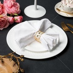 Набор столового текстиля 2 салфетки 40х40 см, 100% хлопок, Этель, Треугольники, белый, золотой, 6384908