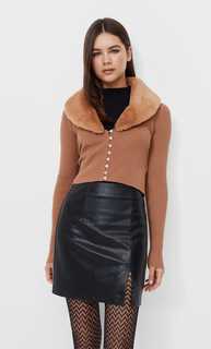 Stradivarius Мини-Юбка Из Искусственной Кожи Черный 40