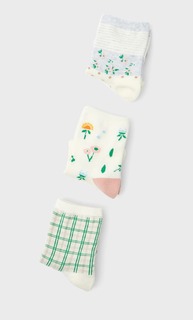 Stradivarius Набор Из 3 Пар Носков В Клетку И С Цветочным Принтом Цвет Небеленого Полотна 103